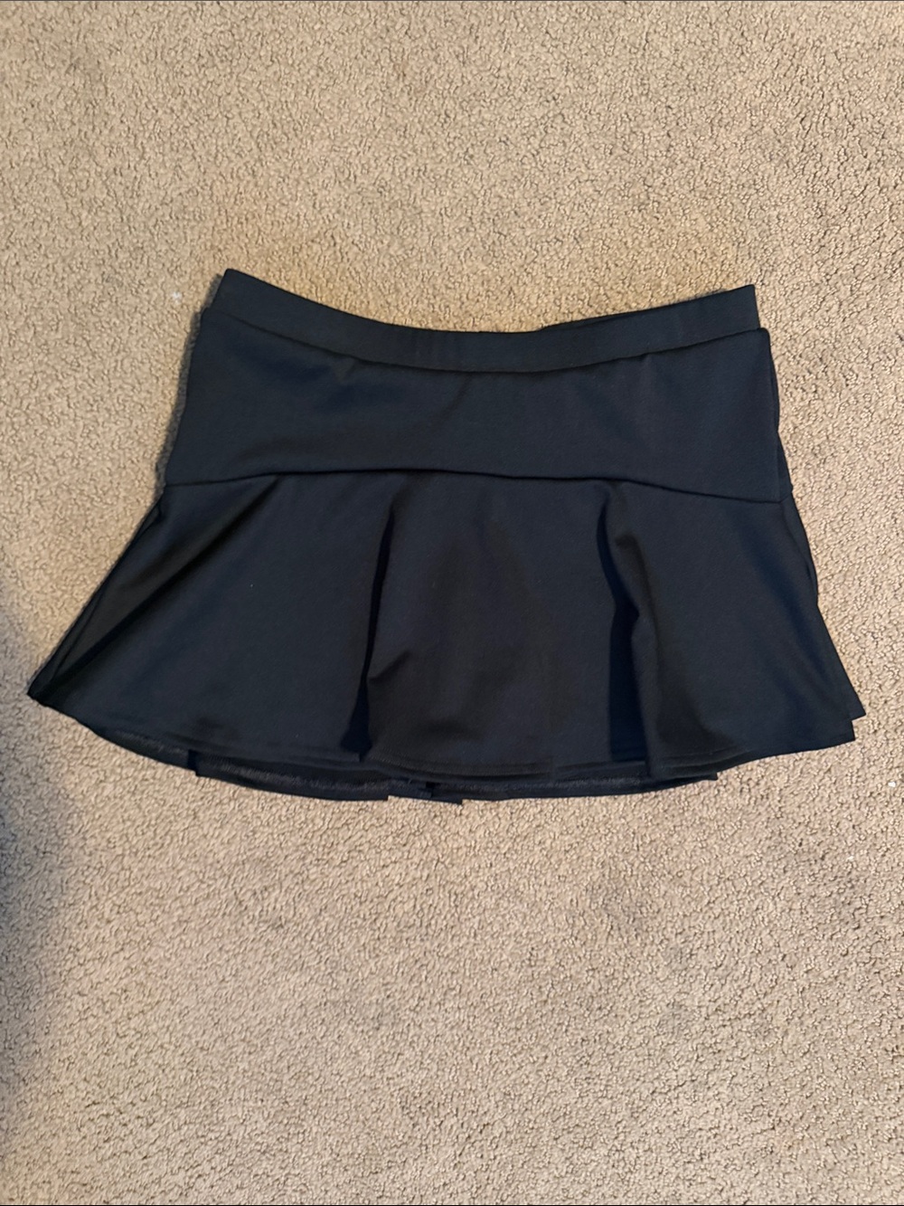 Varsity Black Circle Skater Skirt with Flared Hemline